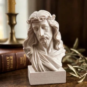Home Jesus Christ Bust Statue | Crown of Thorns Devotional Art | Christian Home Decor & Prayer Altar Piece | 3D-Printed Sacred Sculpture