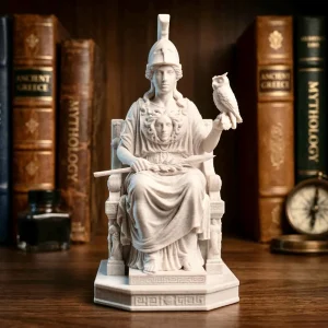 Athena Statue | Greek Goddess of Wisdom & War | Dark Academia Desk Decor | 3D-Printed Marble Sculpture | Mythology Gift